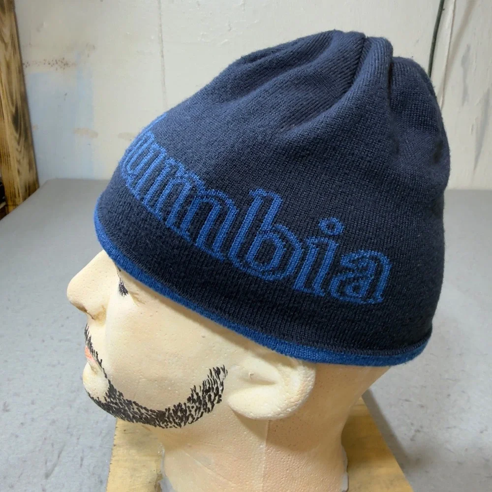 Columbia Youth L/XL Navy Blue Logo‎ Knit Beanie Winter Hat CY9956